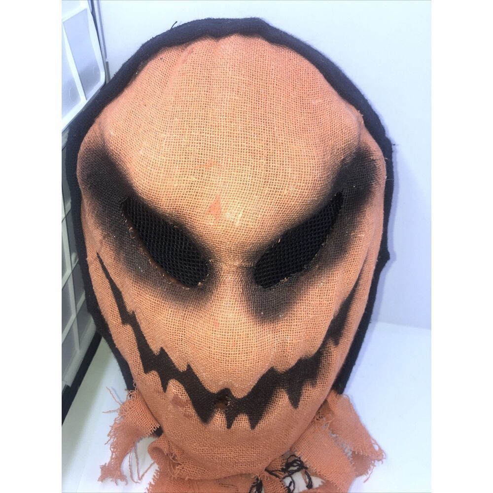 Halloween Mask Pumpkin Mask Orange And Black.  Burlap Like Material